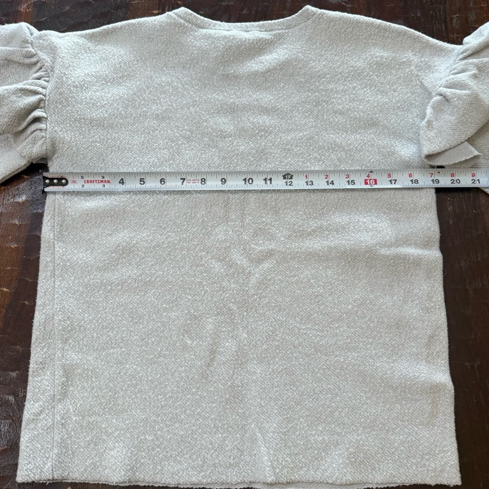 Zara Light Gray Long Sleeve Top with Ruffle Detail - Picture 10 of 12